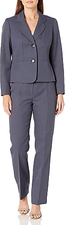 Le Suit Womens Plus Size 2 Button Notch Collar Twill Melange Pant Suit, Blue Grey, 24W