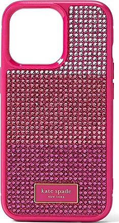 Kate Spade New York Rhinestone Embossed Rock Candy Sticker Logo Phone Case 14 Pro Cell Phone Case Rose Gold Multi : One Size