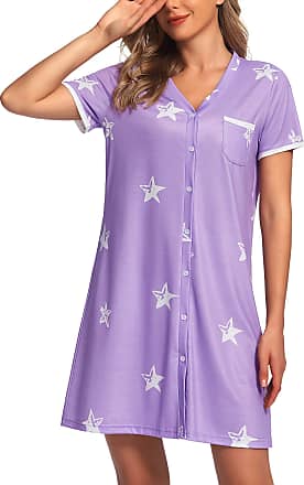 Cute Pajama Top Buttom Down Sleep Shirt Dress Ekouaer Short Sleeve Nightgowns for Women 