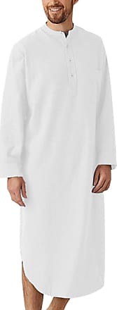 Mens Nightshirt Striped Long Sleeve Comfy Nightgown Big&Tall Sleepshirt Henley Sleepwear 