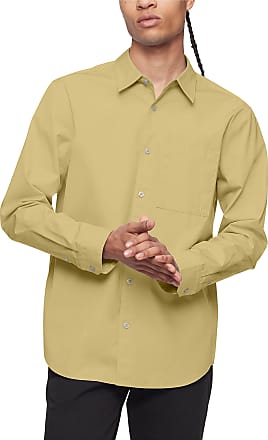 Calvin Klein Mens Solid Pocket Button-Down Easy Shirt, Butter, XX-Large