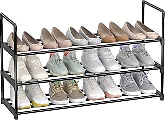 SONGMICS Shoe Rack, 3-Tier Shoe Storage Organizer, Metal Shoe, Black Ulsa303B02