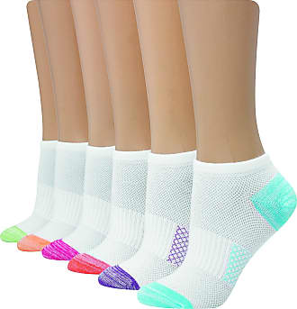 Hanes Shoe Size: 8-12 Womens 6-Pair Lightweight Breathable Ventilation No Show Socks, White Assorted