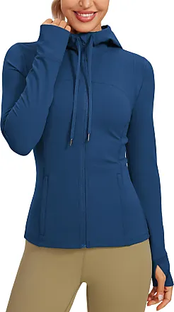 CRZ YOGA Women's Cotton Hoodies Full Zip Athletic Running Jacket Top with  Thumb Holes Black 8 : : Fashion
