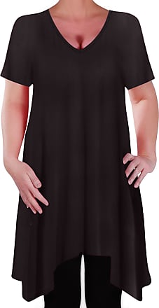 Eyecatch Delphine V Neck Womens Plus Size Top Short Sleeve Casual Ladies Long Flared T Shirt Tunic Tops