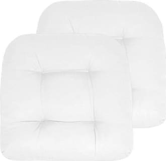 Sweet Home Collection Patio Cushions Outdoor Chair Pads Premium Comfortable  Thick Fiber Fill Tufted 19 x 19 Seat Cover, 4 Count (Pack of 1), Cream