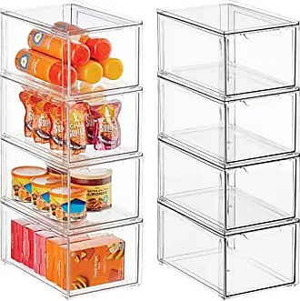 mDesign Plastic Stackable Kitchen Storage Drawer Organizer Bin with 2-Tier  Tray for Cabinet, Pantry, Drawer