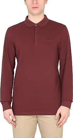 BOSS - Long-sleeved slim-fit polo shirt with logo patch