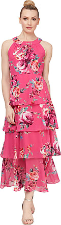 S.L. Fashions Womens Tiered Tommy Maxi Dress-Closeout, Fuschia Multi, 10