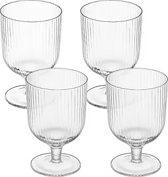 Navaris Blue Square Wine Glasses (Set of 4) - Colored Wine Glasses with Stems - Colored Glassware with Stem for Serving Wine, Cocktails, Beer, Dessert