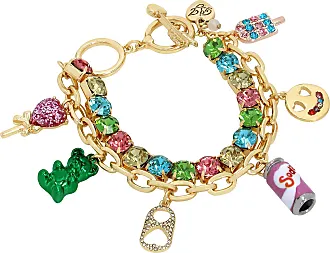 Juicy Couture Gold Toned Charm Bracelet | Logo & Cushion Heart With Faux  Pearl