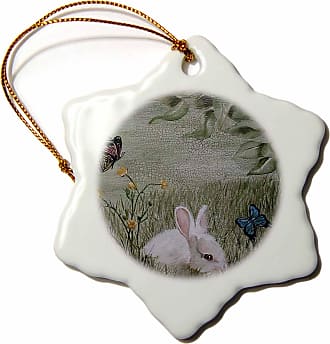 3-Inch 3dRose orn_110913_1 Jersey Cow in Grass Snowflake Porcelain Ornament 