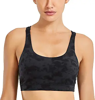 CRZ YOGA Women's Longline Strappy Sports Bras Fitness Bra Wirefree Padded  Yoga Crop Tops with Built in Bra Black Tie Dye Flowers XS : :  Fashion