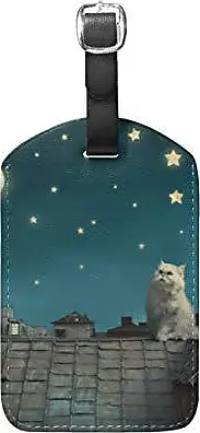 2 etiquetas de bagagem de couro Valicclud etiquetas de bagagem para gatos  com desenho animado, bolsa de viagem com nome e identificação de