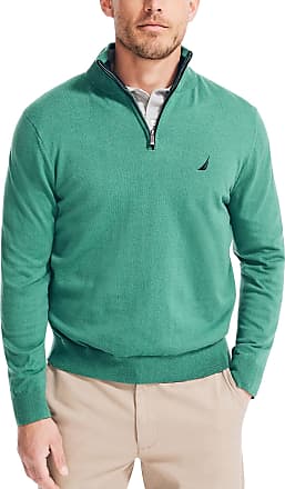 pipigo Mens Stand Collar Pullover Lined Fashion Color Block 1/4 Zipper Sweater 