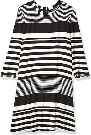 Tiana B Womens Stripe Rayon Spandex Mock Neck Sleeveless Dress 