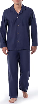 Geoffrey Beene Mens Long Sleeve Broadcloth Pajama Set, Navy, X-Large