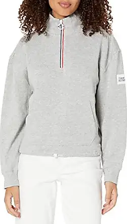 Tommy Hilfiger Women's Logo-Stripe Sweatshirt (Medium, Pearl Grey Heather)