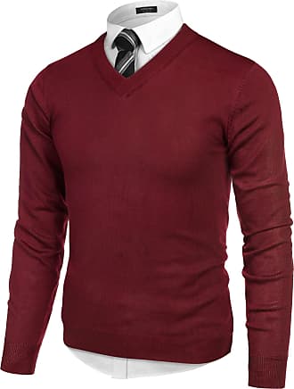 Mens Clothing Sweaters and knitwear V-neck jumpers Red Boglioli Cotton Sweater in Maroon for Men 