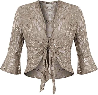Ladies Special Occasion Party Ascot Races Day Round Neck 3/4 Sleeve Floral Sparkle Embellished Hook Evening Bolero Jackets Roman Originals Women Metallic Lace Cropped Jacket 