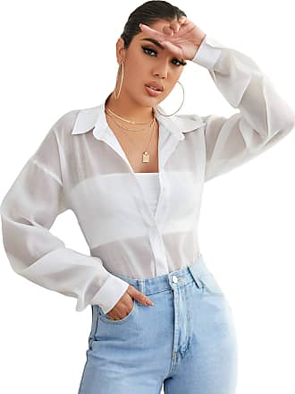 QED London Transparent Blouse white casual look Fashion Blouses Transparent Blouses 