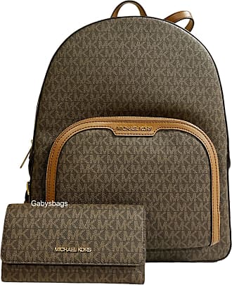 Michael Kors Jaycee Large Backpack Vanilla MK Signature Leather PVC Laptop