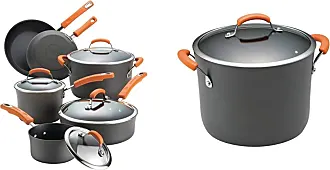 Rachael Ray Hard-Anodized Nonstick Oval Pasta Pot / Stockpot with Lid and  Pour Spout, 8-Quart, Gray with Orange Handles