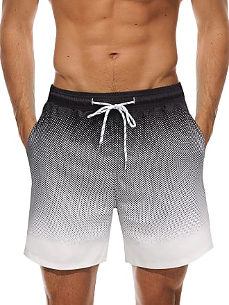 Romwe Mens Tropical Print Swim Trunks Quick Dry Beach Board Shorts with Pocket 