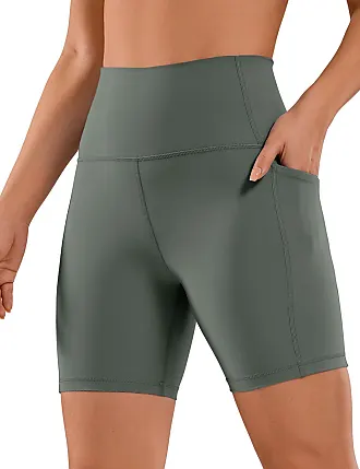 CRZ YOGA Nude Feeling Biker Shorts For Women - 4 Inch High Waisted Yoga  Workout Gym Running Spandex Shorts, olive green, Large : : Fashion