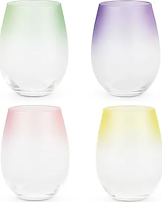 12 Pack Plastic Stemless Wine Glasses Bulk 12oz Hot Water Safe Reusable  Rainb