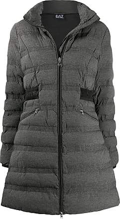 emporio armani cropped padded jacket with faux fur hood