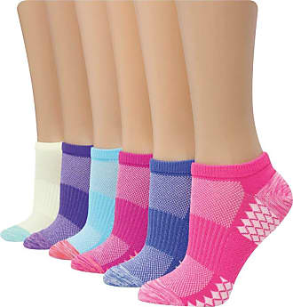 Hanes Womens Performance Cool Compression No Show Socks 6 Pair Pack, Pink/Purple Design, Shoe Size: 8-12