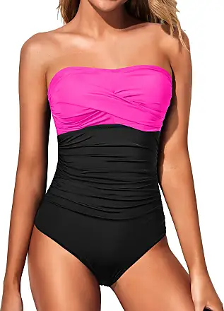 Yonique Women Strapless One Piece Swimsuit Tummy Control Bandeau Bathing  Suit Cheeky Swimwear, Pure Black, X-Small : : Clothing, Shoes &  Accessories