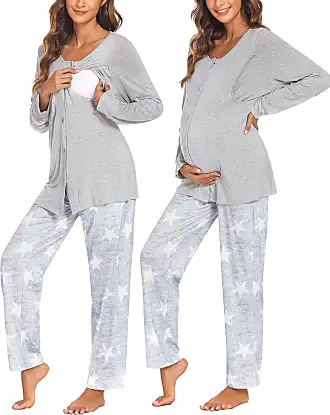 Ekouaer Women Soft Maternity & Nursing Pajama Set Henley Short