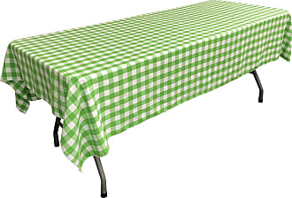 LA Linen Gingham Checkered Square Tablecloth 84 x 84 Turquoise and White 