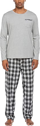 Ekouaer Mens Pajamas Set with Plaid Pant Short/Long Sleeve Sleepwear 2 Pieces Loungewear Loose Summer/Winter Pockets Pjs 