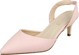 MicheleX 7906 Pink 2 Straps High Heel Court Pump Shoes UK 4 5 6 7 8 