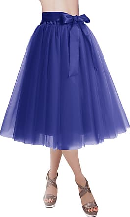 UZN Womens 50s Puffy Tulle Skirts Tutu Stretch Waist Half Slip 5 Layers Retro Party Skirt 
