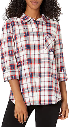 Tommy Hilfiger Womens Plus Plaid Roll Tab Sleeves Button-Down Top Red 1X