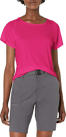 Danskin Womens Mesh Yoke Short Sleeve T-Shirt, Berry, X-Large