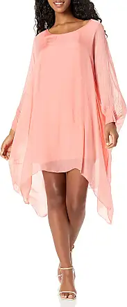 M Made in Italy Women's Scoop Neck Shift Dress with Balloon-Sleeves