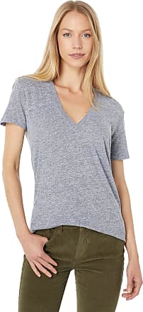 Monrow Womens Relaxed V with Silky Stripes 