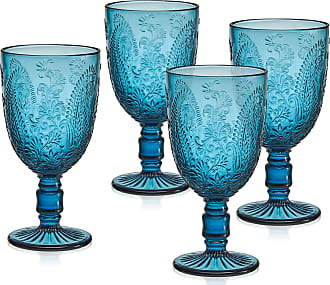 Fitz and Floyd Wildflower 12-oz Double Old Fashioned Glasses 4-Piece Set - Blue