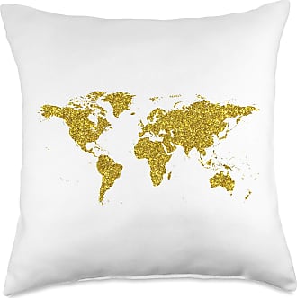 Golden Indian Retro Symbol Throw Pillow Multicolor SunFrot Map of India 18x18 