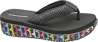 Dunlop Ladies Low Wedge Fit Flip Flop Toe Post Crystal Sandals Shoes Size 3-8 