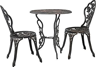 Gartenset Tisch 2 Stühle Eisen Antik-Stil Gartengarnitur rosa Bistroset Metall