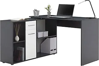 Bureau informatique moderne blanc laqué mat avec tiroir
