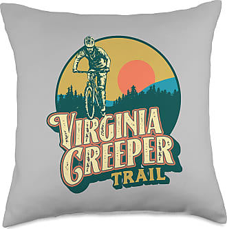 Symbiosis Supply Co Virginia Creeper Trail Bicycle Retro Biking Vintage Graphic Throw Pillow Multicolor 18x18 