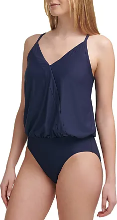 Calvin Klein Pleated Front One Piece Bathing Suit Iron 53889D3 - Free  Shipping at Largo Drive
