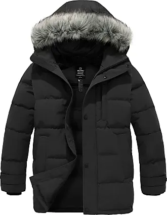 wantdo Mens Heavyweight Puffer Coat Fur Hooded Outwear Jacket (Black,  Small) at  Men's Clothing store